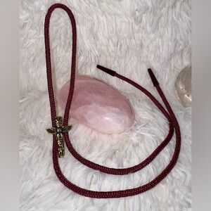 Lariat or Necklace Native American Totem on Burgundy Rope